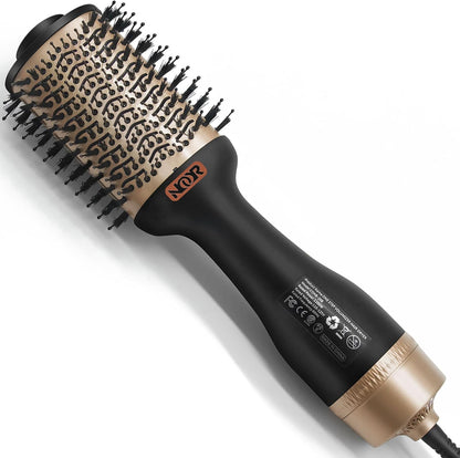 Noor - Cepillo secador de pelo caliente 4 en 1, cepillo para secar alisar y dar volumen a todos los peinados, sin encrespamiento, aspecto de salón suave en un solo paso