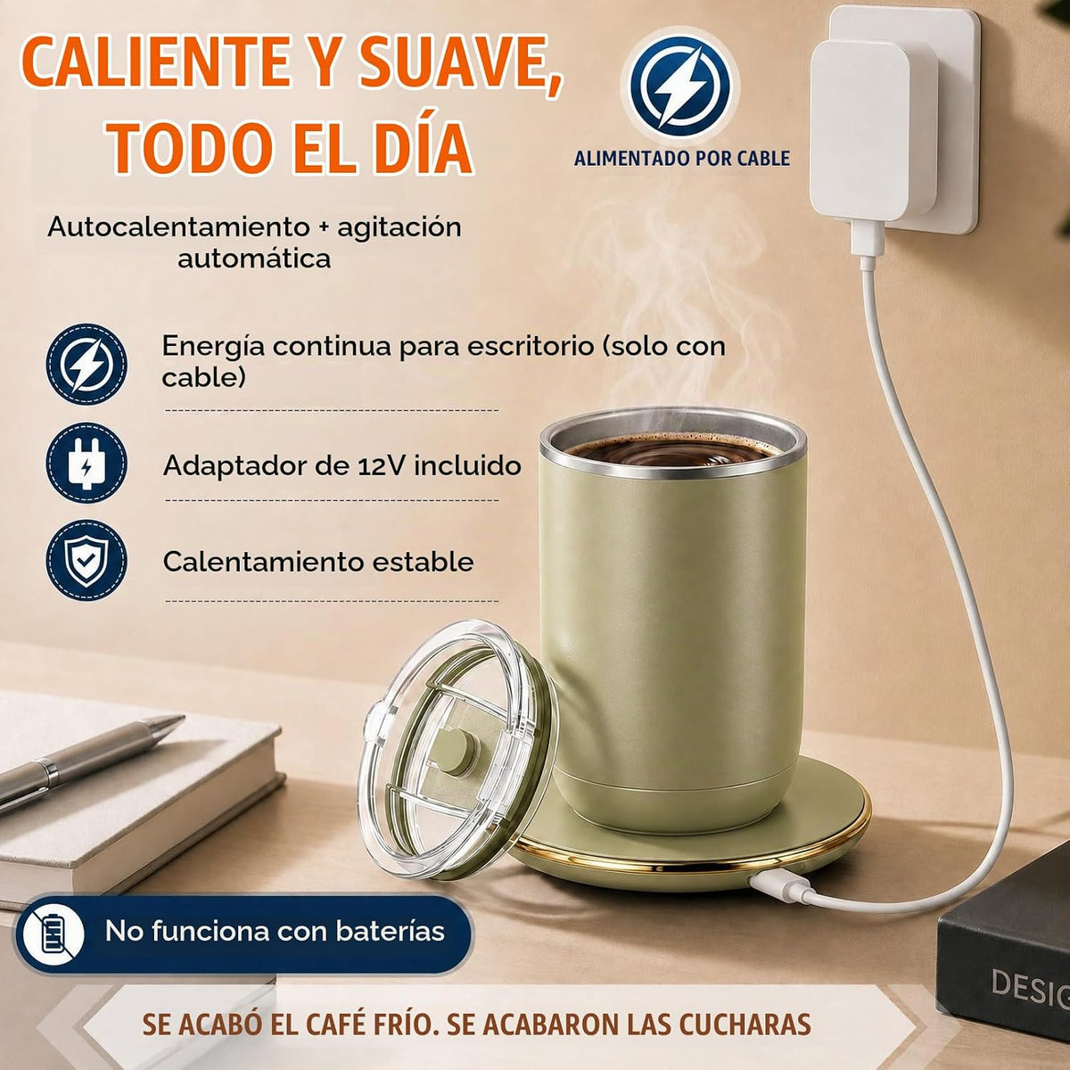 Taza de café con agitación automática, taza calentada de 10 oz con...