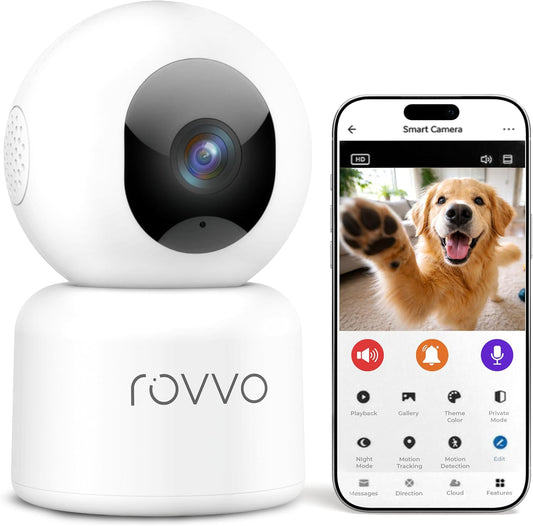 Rovvo Cámara para mascotas HD 2K - Monitor inteligente para cachorr...