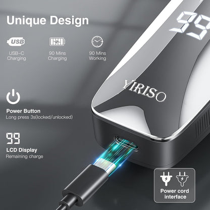 Maquinilla de afeitar eléctrica para hombres, afeitadora de larga duración de 90 minutos con cabezal flotante 4D y pantalla LCD, ultra suave para pieles sensibles, IPX6 impermeable, carga rápida USB-C, con estuche de viaje, regalo ideal