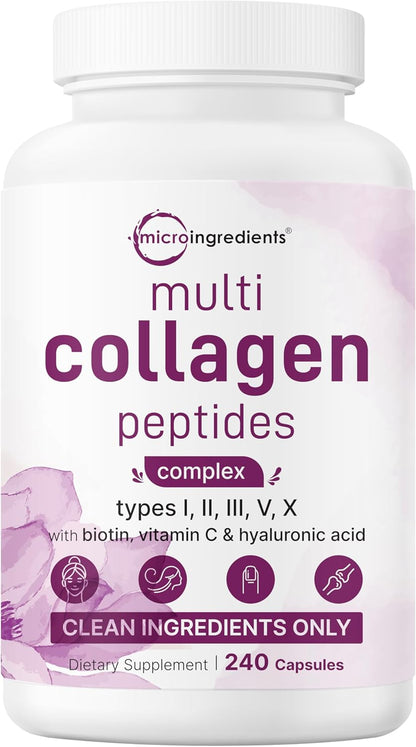 Micro Ingredients Píldoras de colágeno múltiple para mujeres y homb...
