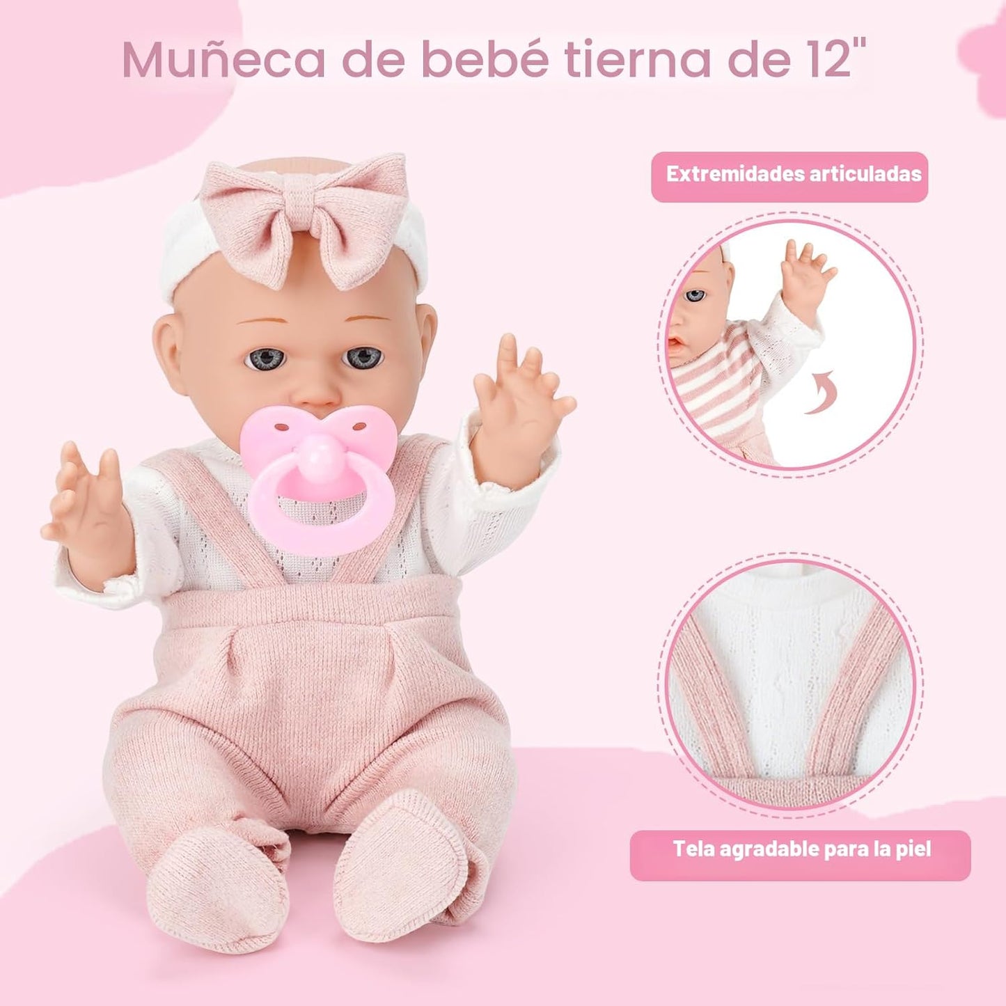 Dreamon Juego de Muñeca Bebé de 12 pulgadas con Cuna Moisés Portáti...