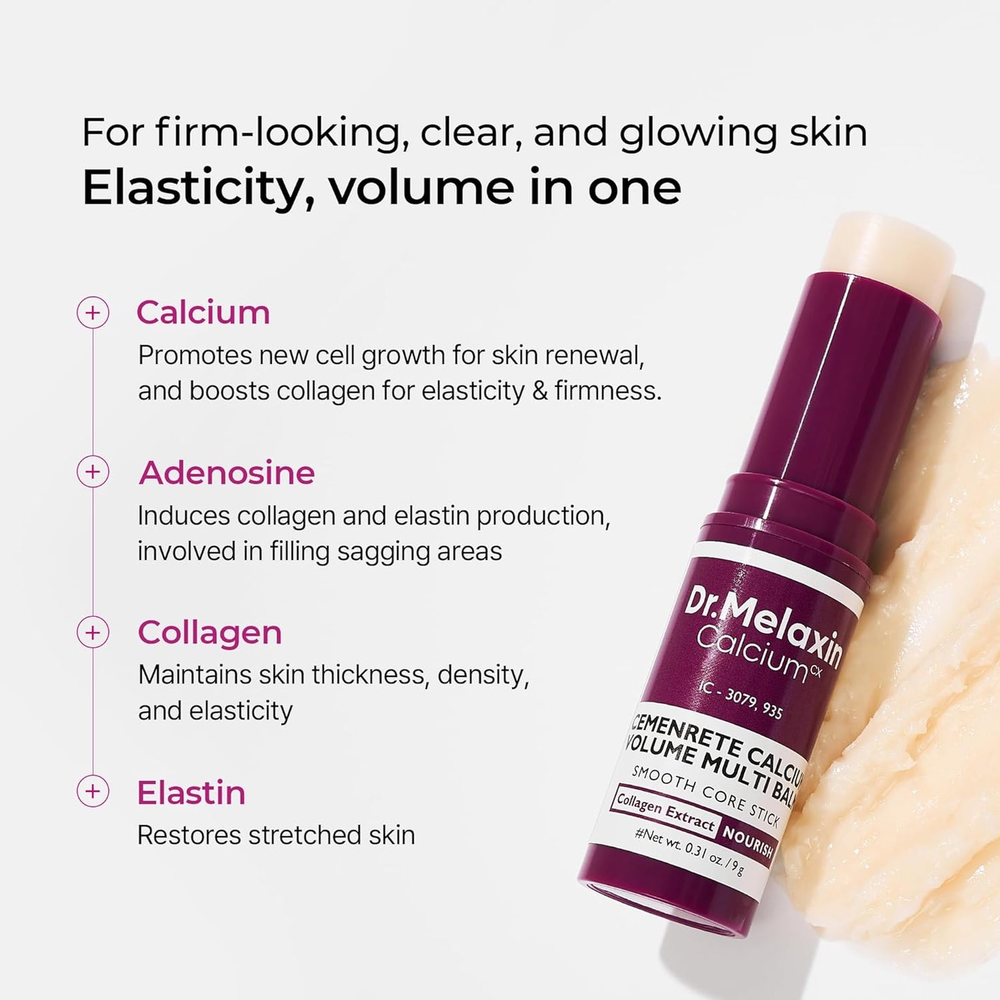 Dr.Melaxin Cemenrete Calcio Multi Bálsamo 9g Cuidado de la Piel Coreano Todo en Uno Calcio Stick Colágeno Arrugas Tratamiento Facial y de Ojos Bálsamo