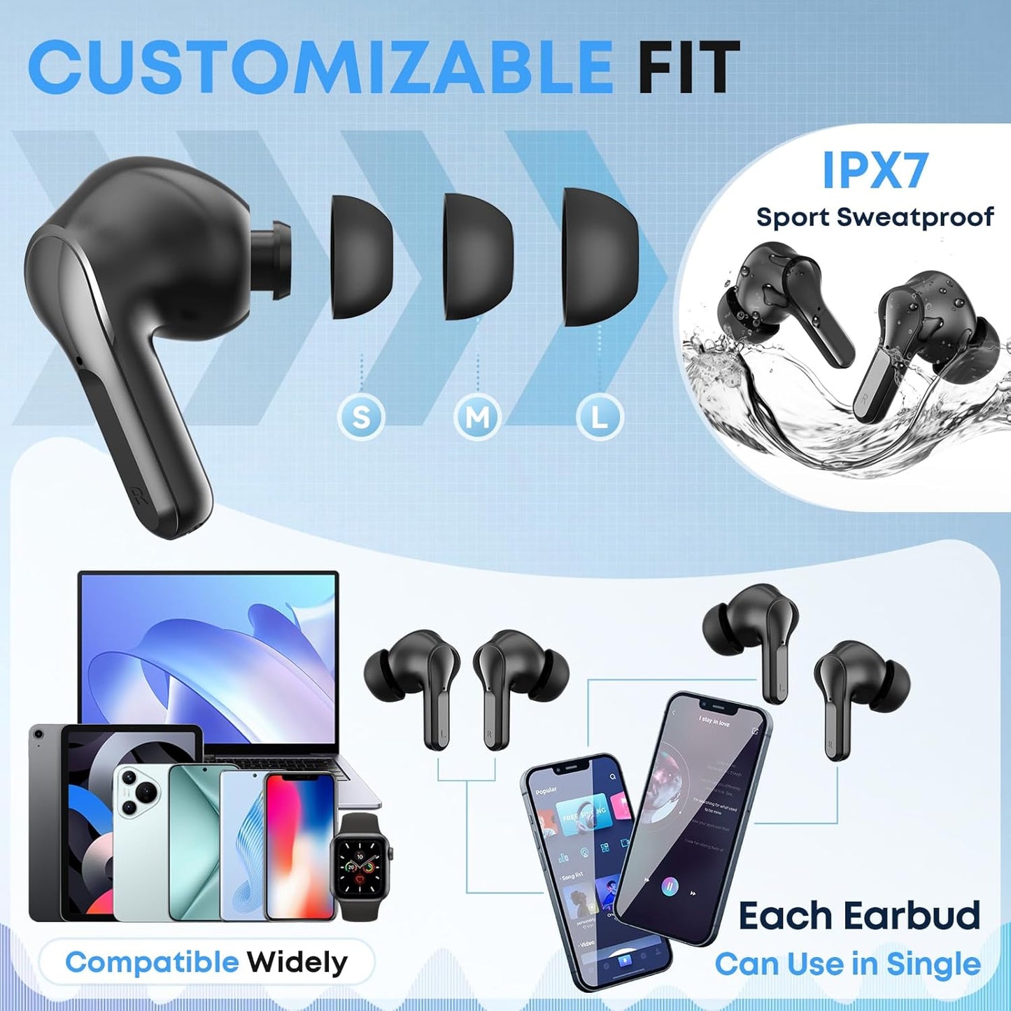 Fhumsh Auriculares inalámbricos, Bluetooth 5.4, estéreo de alta fid...