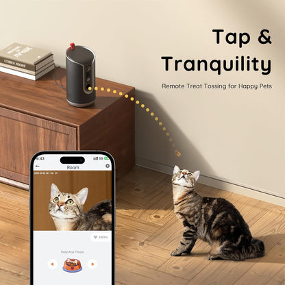 TKENPRO - Cámara para mascotas con dispensador de premios [1 año de...
