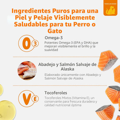 Zesty Paws Wild Alaskan Omega-3 Blend Aceite de Abadejo + Salmón pa...