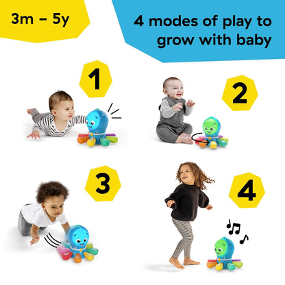 Baby Einstein Exploradores Oceánicos Go Opus Go juguete de aprendizaje de actividad de gateo y persecución 4 en 1, música y luces, para niños de 3 meses a 5 años