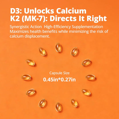 LincNutri Viamin D3 K2 10,000IU, MK-7 100mcg 120 cápsulas blandas p...