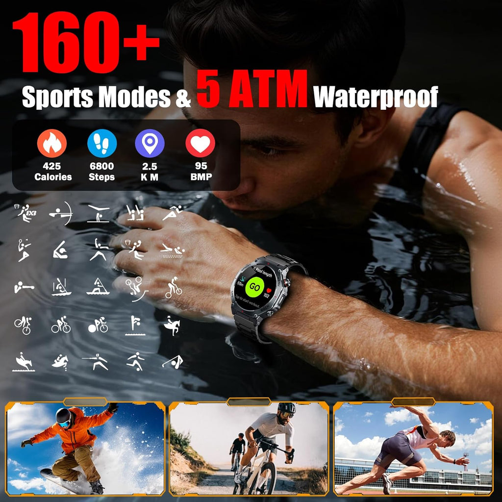 Reloj inteligente para hombre, 1.43" AMOLED Militar SmartWatch...
