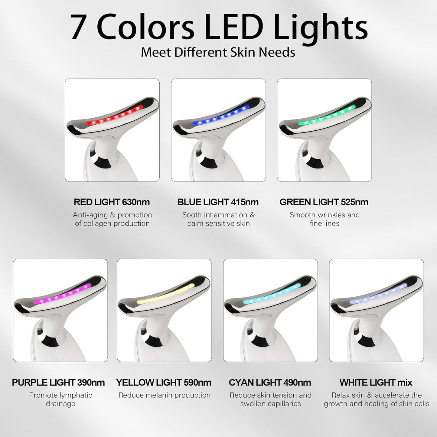 Terapia de luz roja para cara, varita de terapia de luz LED de 7 co...
