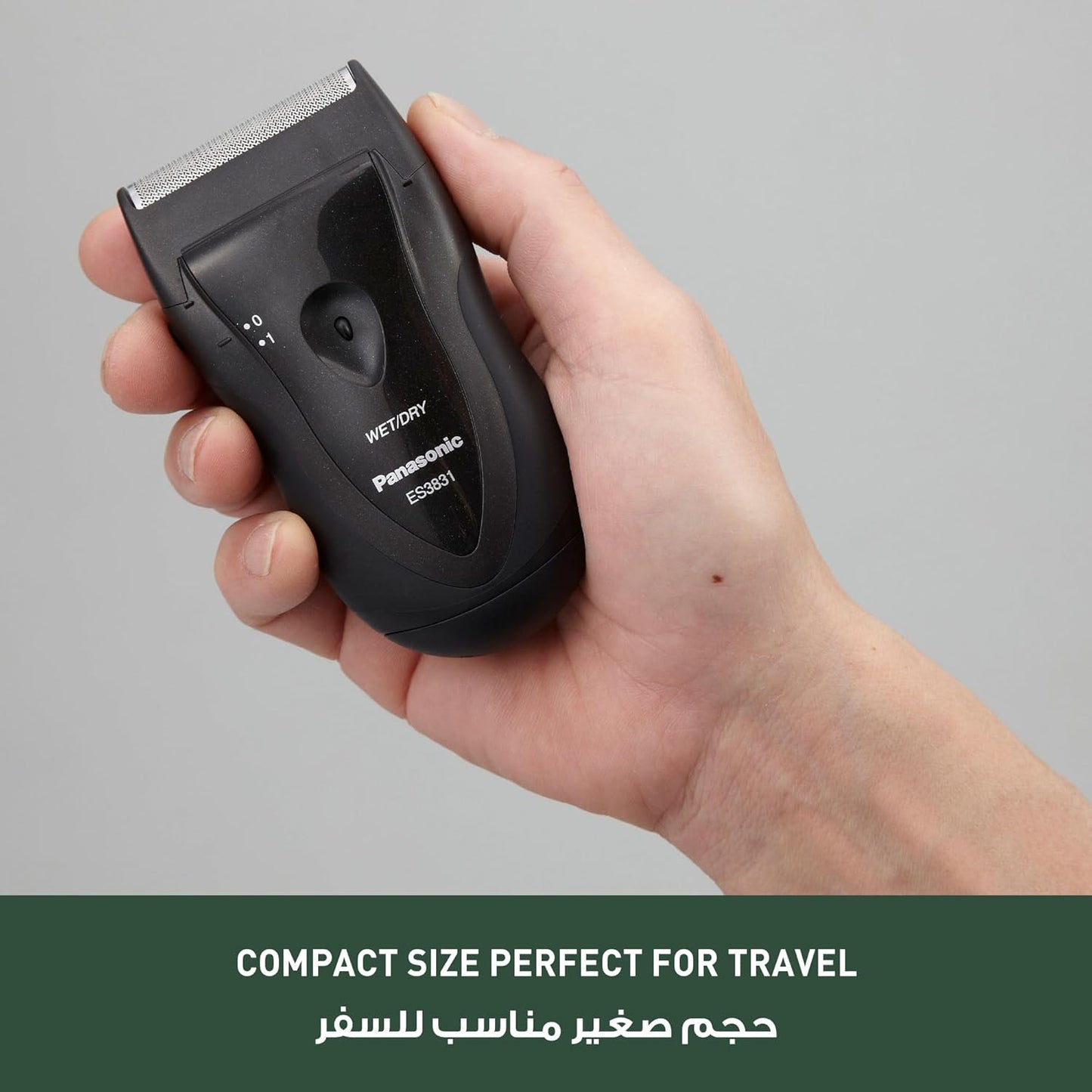 Afeitadora eléctrica Panasonic para hombres, afeitadora inalámbrica ligera húmeda/seca con agarre ergonómico, ES3831K, negro