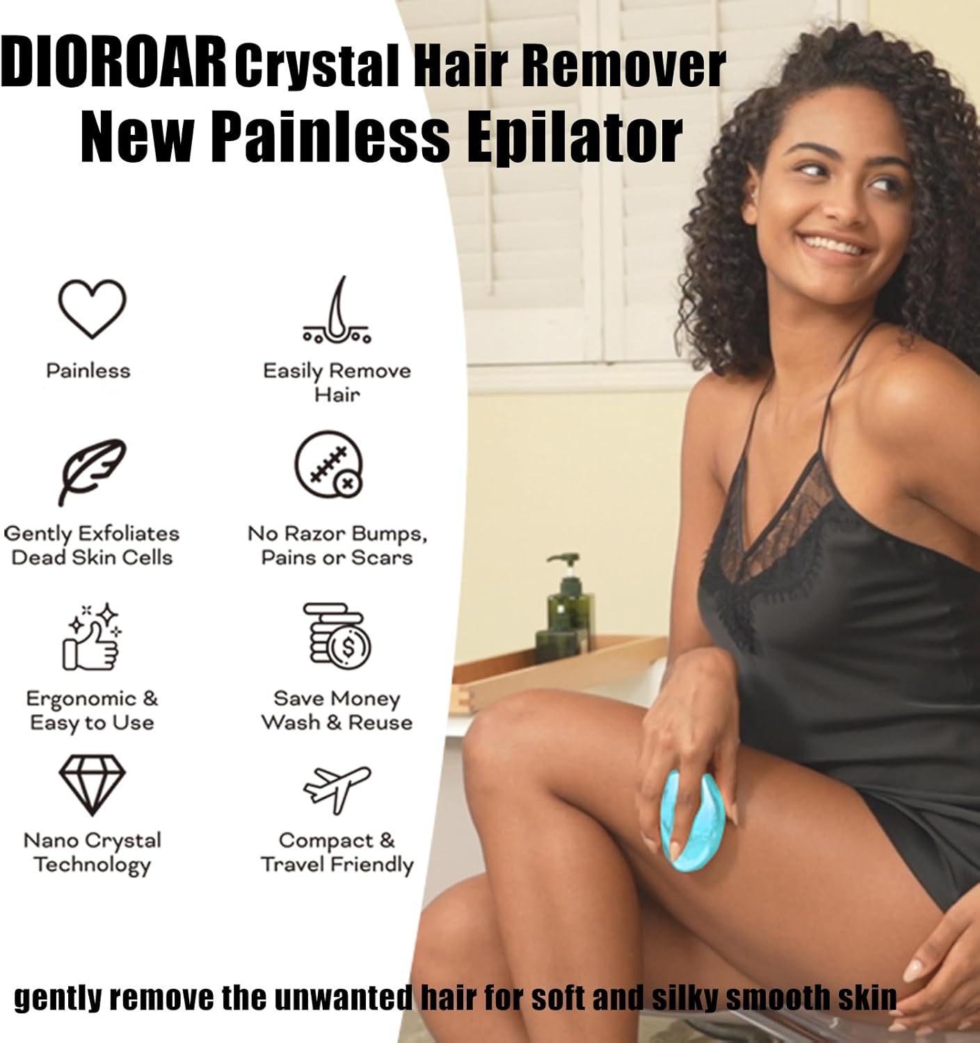 DIOROAR Borrador de pelo de cristal, removedor de pelo de cristal,...