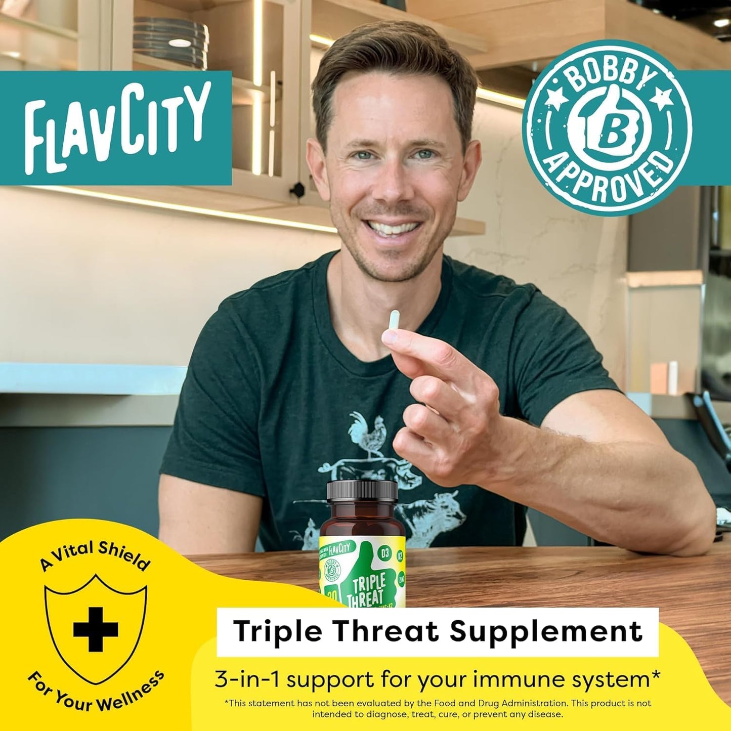 FlavCity Vitamina D3, K2 y Zinc - Suplemento Triple Amenaza - Apoyo...