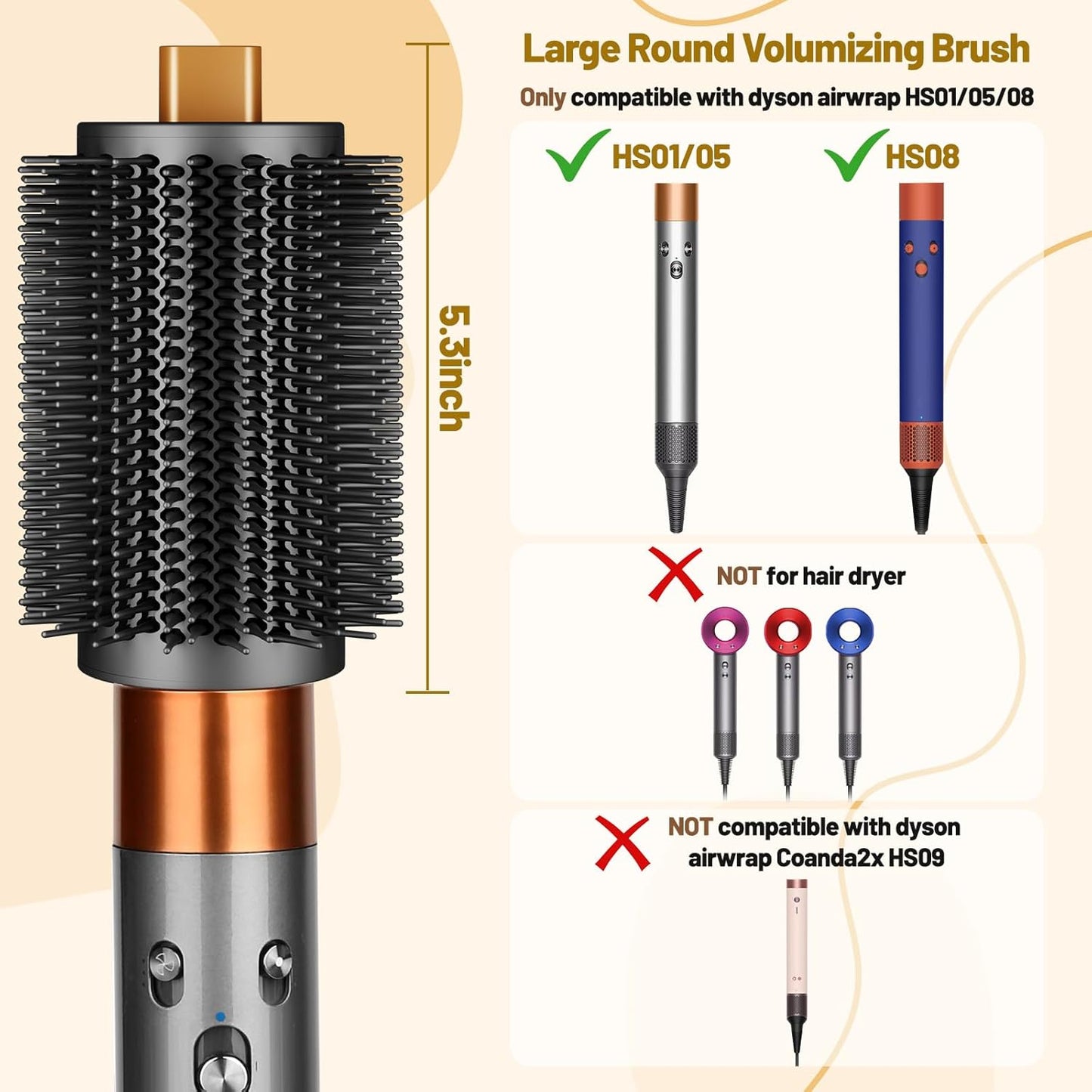 ZEPHBLOW Cepillo voluminizador redondo grande mejorado para accesor...
