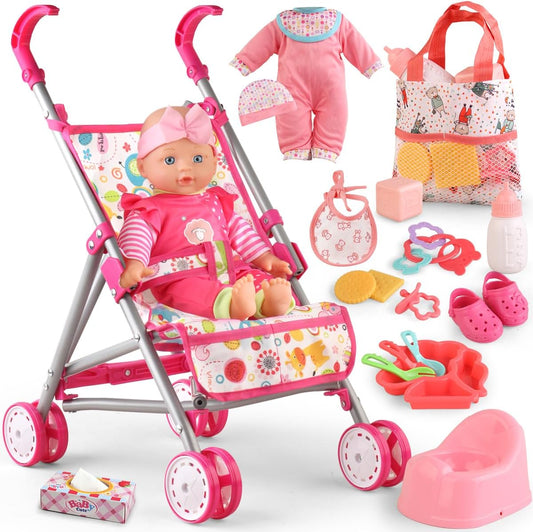 YIYBM Muñeca de bebé con juego de cochecito con muñecas de bebé de...