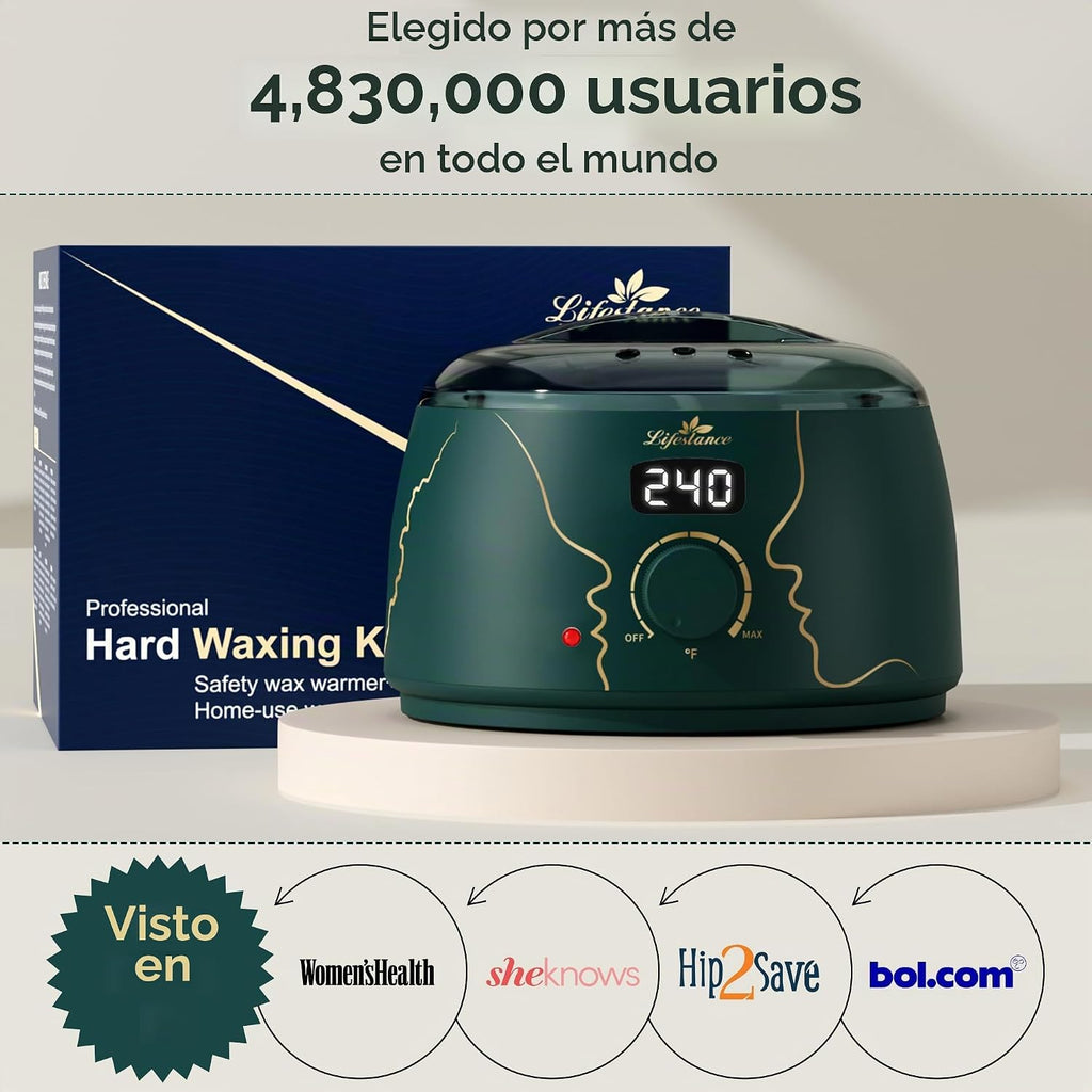 Lifestance Kit de Depilación para Mujeres y Hombres - Calentador Di...