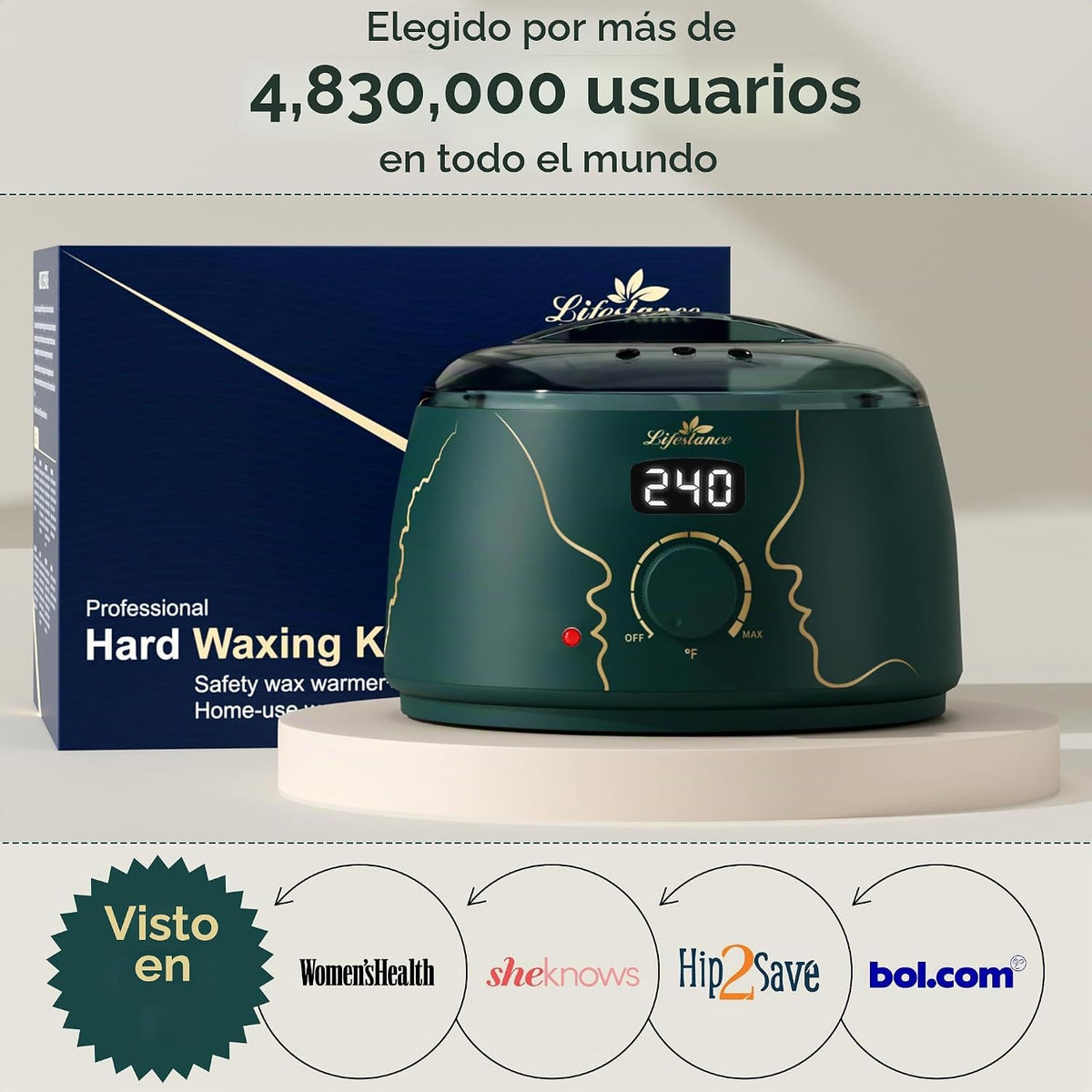 Lifestance Kit de Depilación para Mujeres y Hombres - Calentador Di...