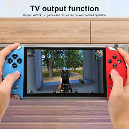 X12 Plus - Consola de videojuegos portátil de 7 pulgadas, MP5 portátil, 1000 juegos integrados, memoria de 16 GB, consola nostálgica de juegos arcade con joystick, compatible con