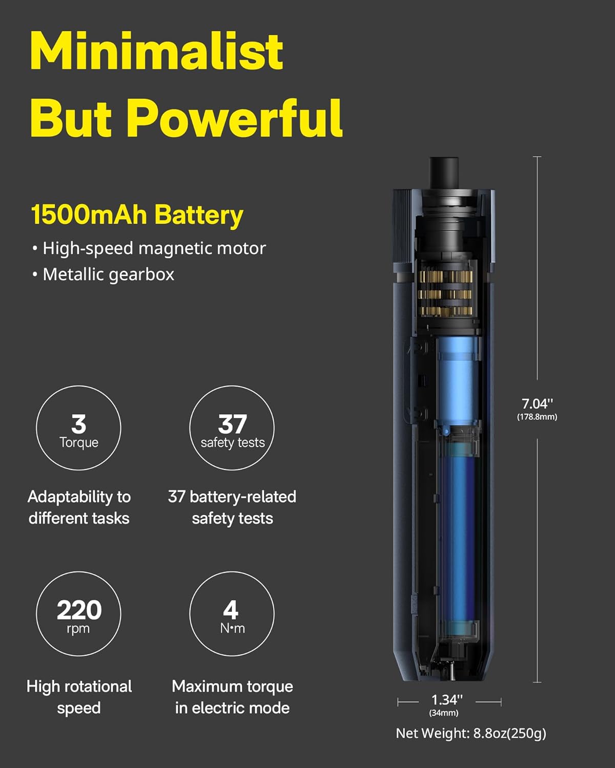 HOTO Kit de destornillador eléctrico mejorado de 25 piezas, hexagon...