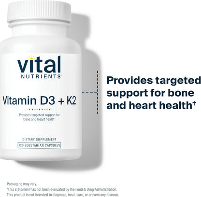 Vital Nutrients Vitamina D3 + K2 | 2000 UI | Suplemento de vitamina...