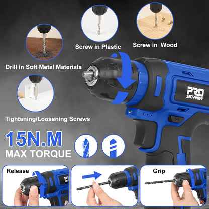 Prostormer Juego de herramientas con taladro inalámbrico de 8 V, ki...