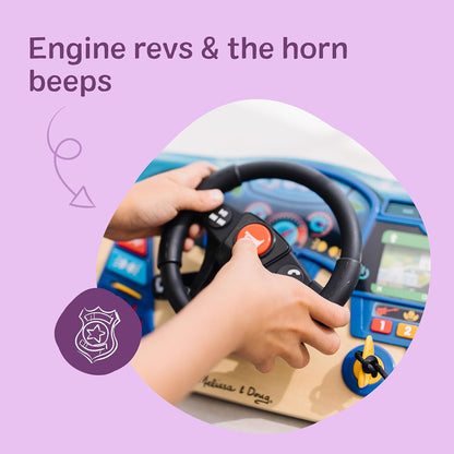 Melissa & Doug Vroom & Zoom, tablero interactivo de madera, volante de coche de carreras, luces y sonidos, juguetes de aprendizaje preescolar para niñas y niños mayores de 3 años - Certificado FSC