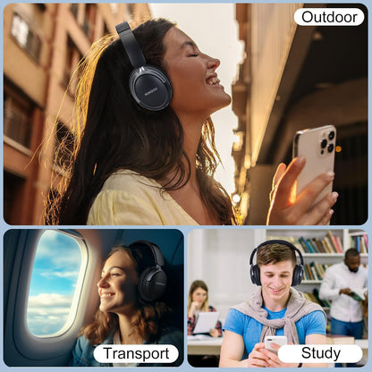 RORSOU B8 - Audífonos Bluetooth supraaurales, 6 modos de música EQ...