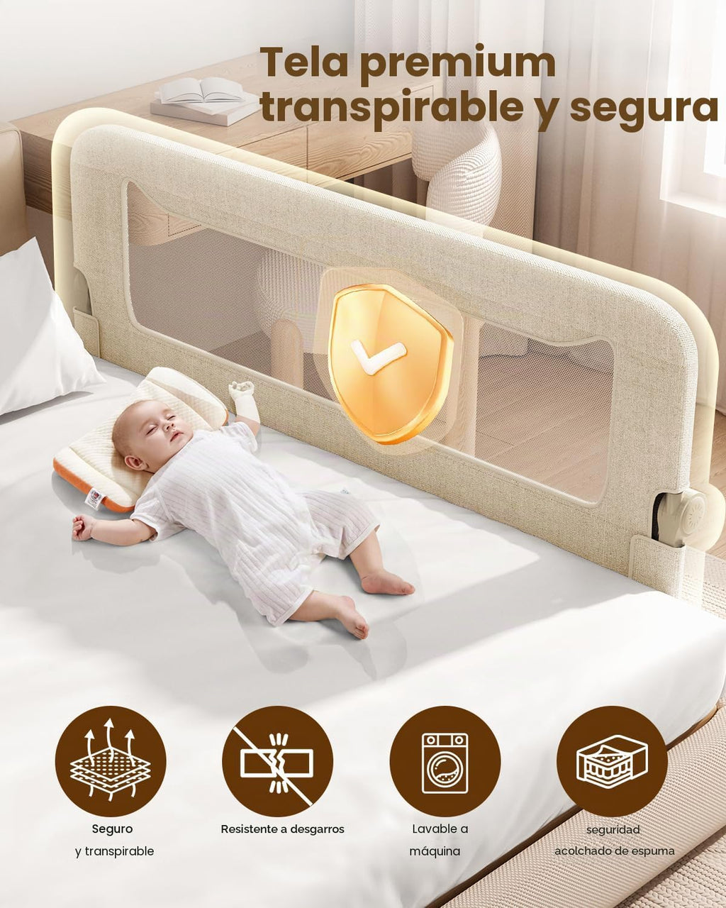 GrowthFun Riel de cama plegable para niños pequeños, marco y conect...