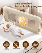 GrowthFun Riel de cama plegable para niños pequeños, marco y conect...