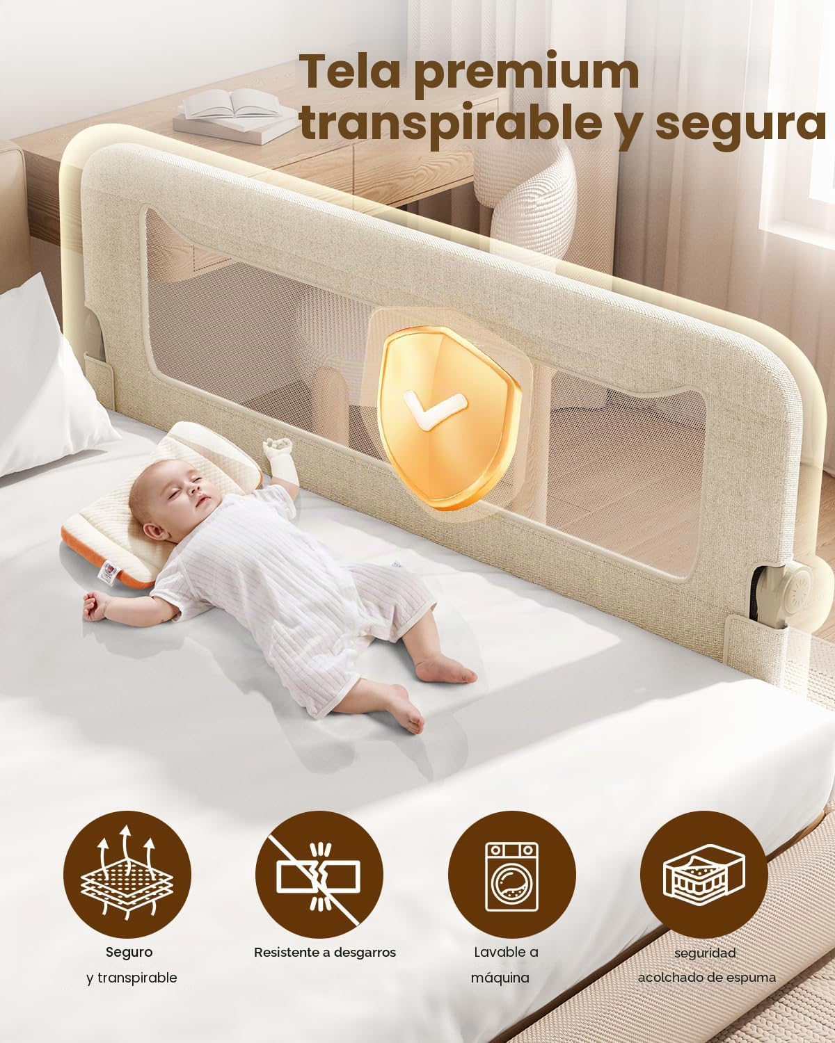 GrowthFun Riel de cama plegable para niños pequeños, marco y conect...