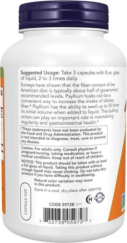 Now Foods Cápsulas de cáscara de psyllium 0.02 oz, 5972, 1, 1