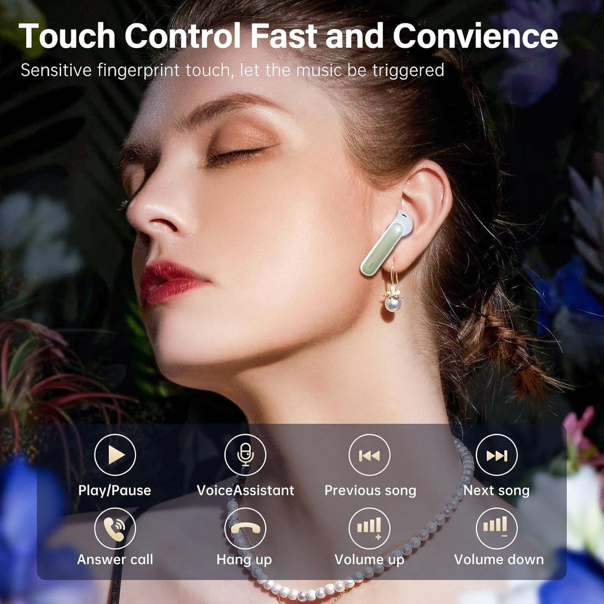 Fhumsh Auriculares inalámbricos, Bluetooth 5.3, estéreo de alta fid...
