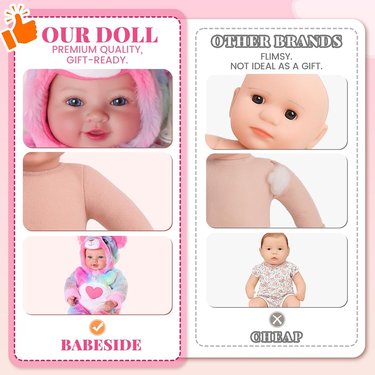 BABESIDE Muñecas bebé, muñecas de bebé realistas de 15 pulgadas con...