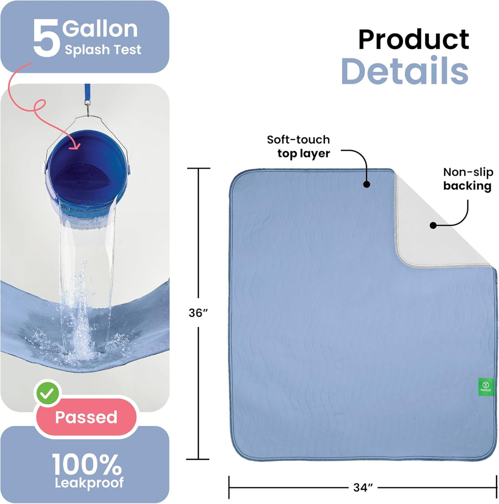 IMPROVIA® Almohadillas lavables para incontinencia reutilizables de...