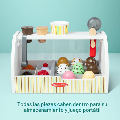Melissa &amp; Doug - Encimera de helados de madera con cuchara para...