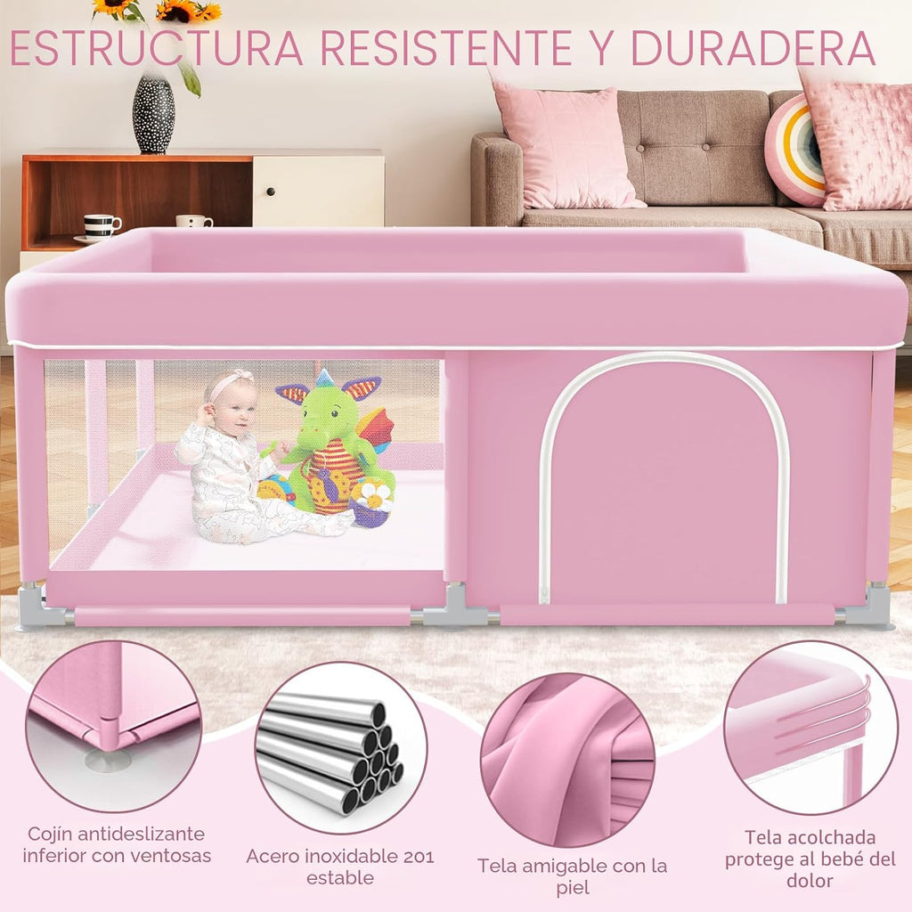 XVISHX Corralito para bebés de 50 x 50 pulgadas, corralitos de jueg...