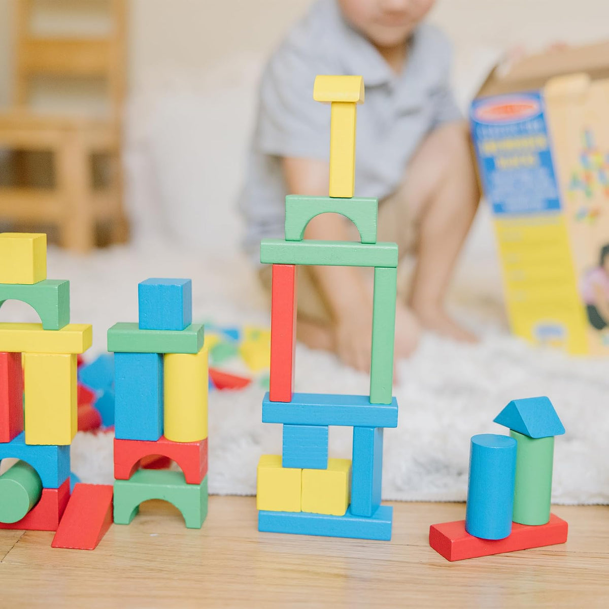 Melissa &amp; Doug - Juego de bloques de madera | 100 piezas, bloqu...