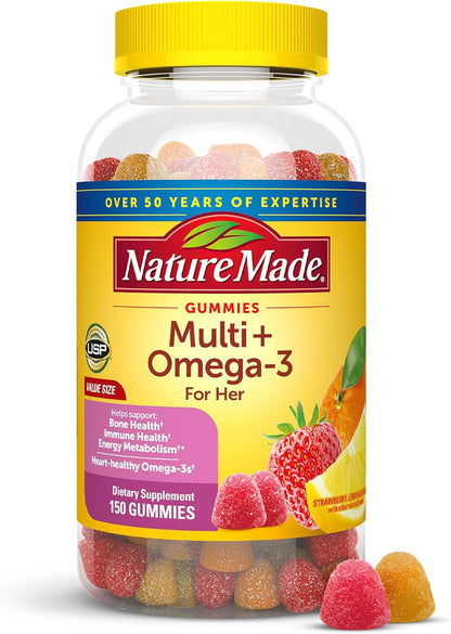 Nature Made Multivitaminas en gomitas para mujer con omega-3, multi...
