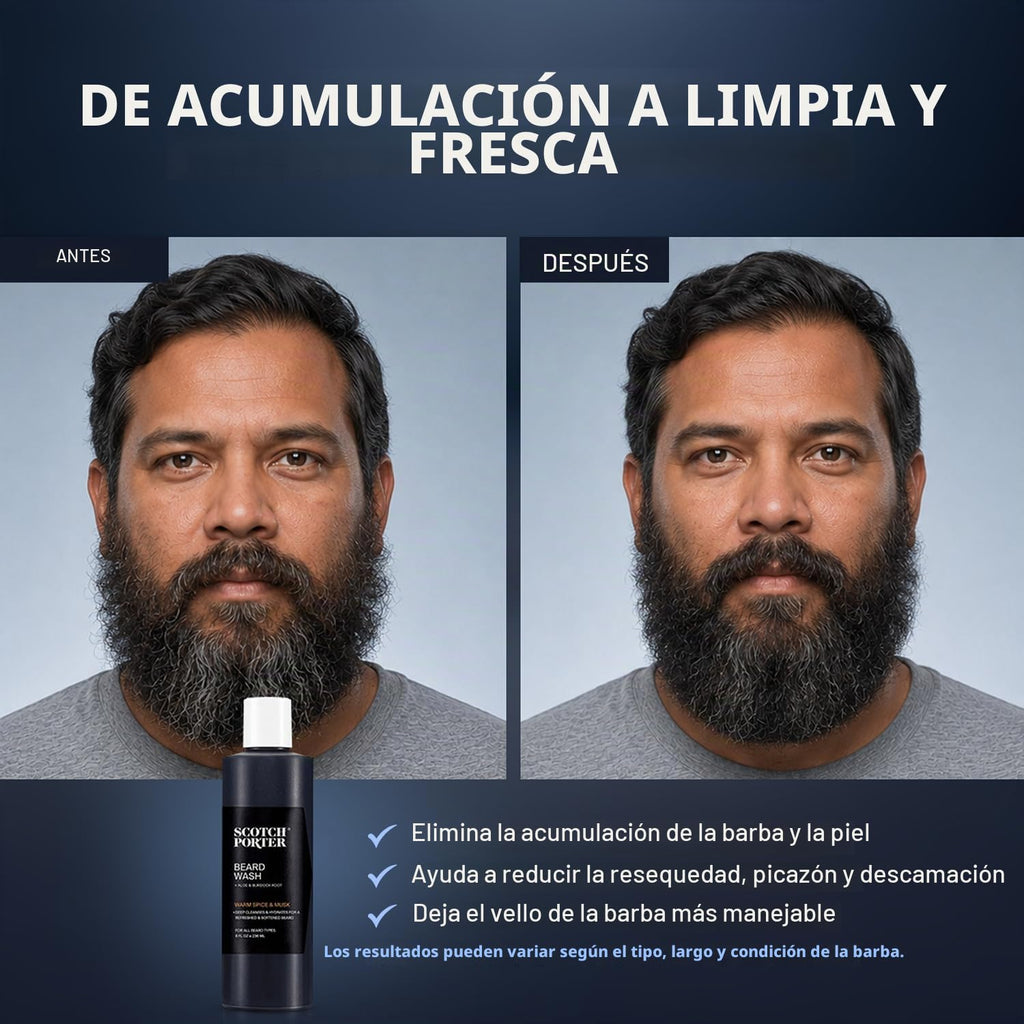 Champú hidratante para lavado de barba Scotch Porter, especias cáli...