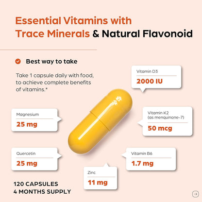 Sandhu's Vitamina D3 K2 Magnesio 2000 UI, 50mcg K2 Cápsulas 120...