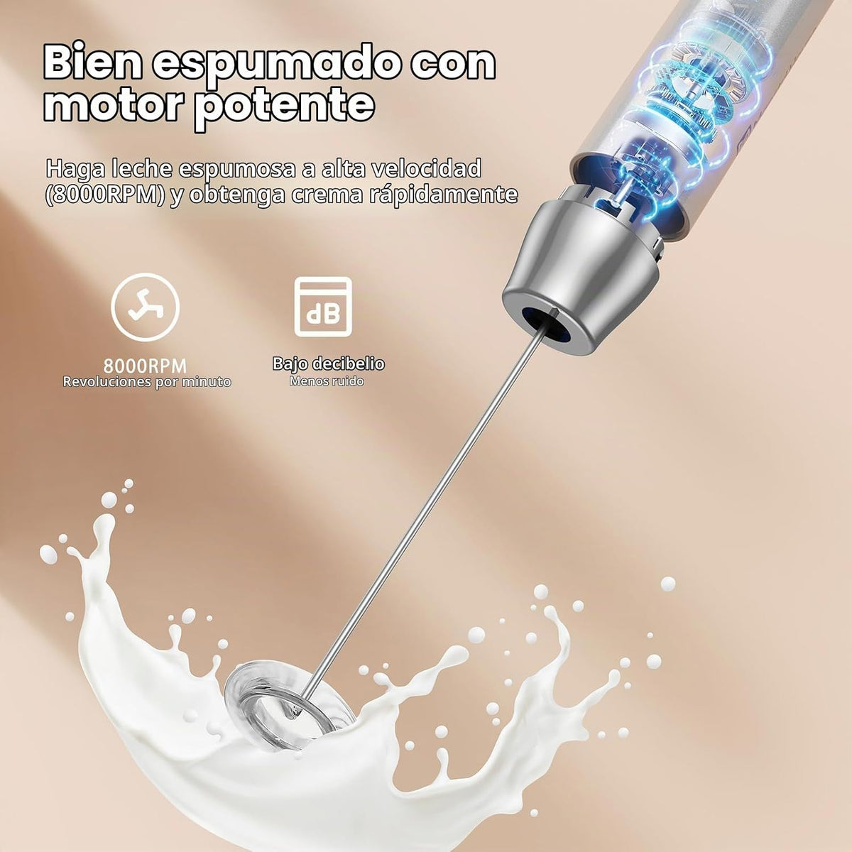 Maestri House LunaFro - Espumador de leche recargable con soporte,...