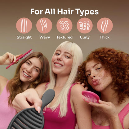 Wet Brush Cepillo de pelo de cerámica Speed Dry color negro, diseño ventilado y cerdas suaves HeatFlex para un estilo seguro de secado por soplado, mango ergonómico para desenredar sin dolor