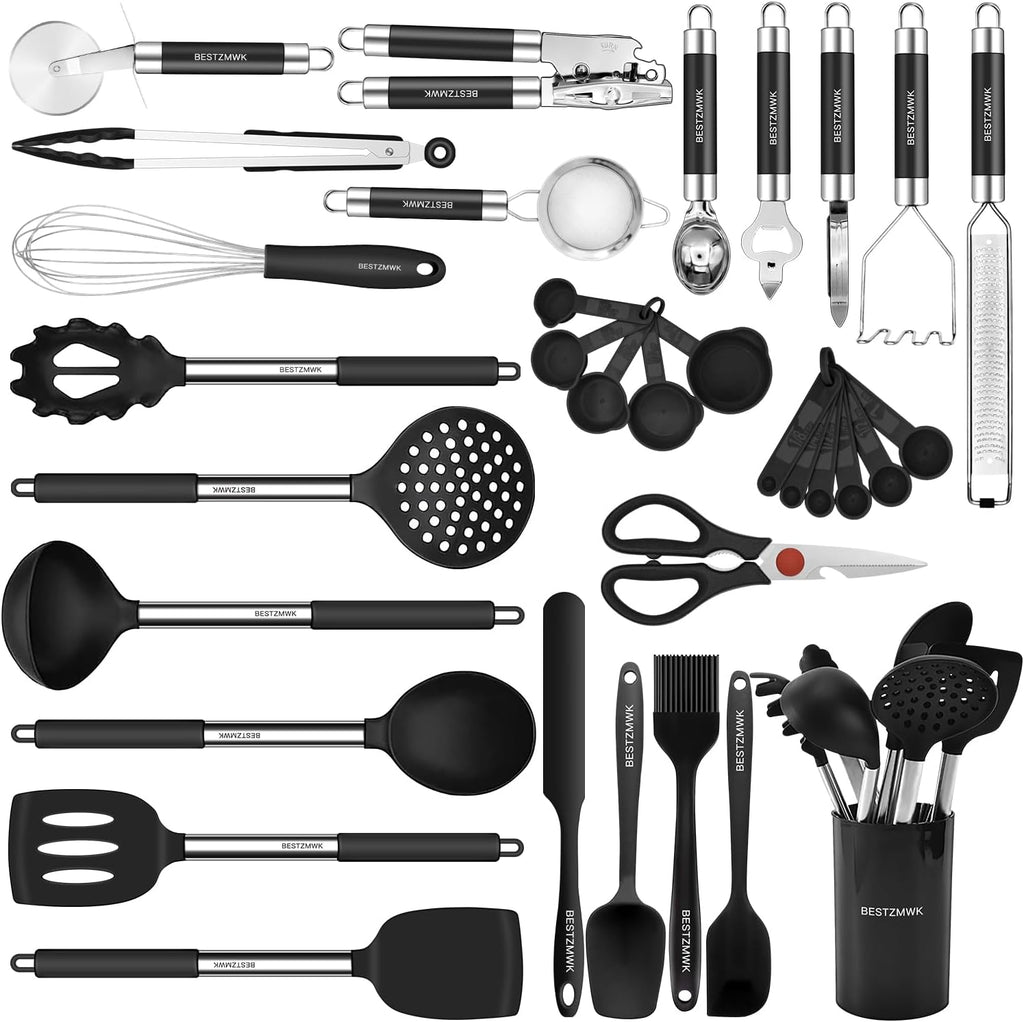 Juego de utensilios de cocina - Utensilios de cocina de silicona -...