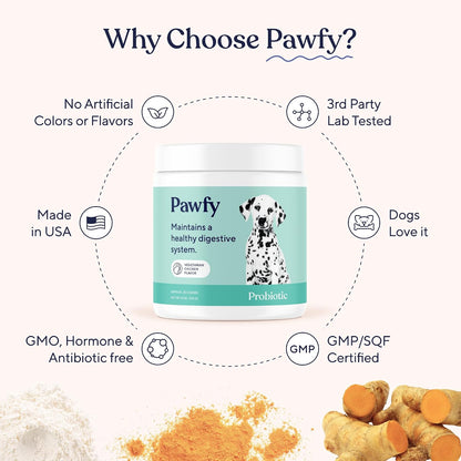 Pawfy Probióticos para perros | Apoya la salud digestiva, la diarre...