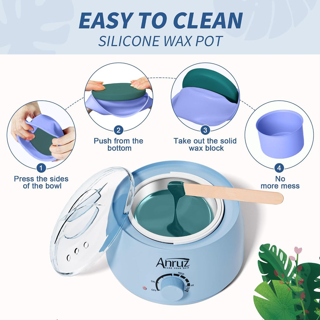 Anruz Kit de depilación para mujeres y hombres, kit calentador de c...