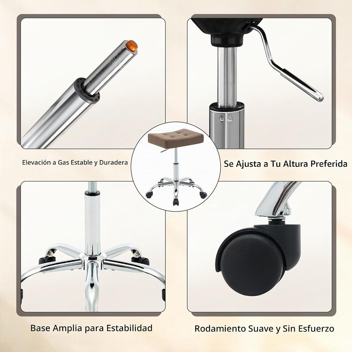 Taburete para estilista con ruedas, taburete ergonómico con asiento...