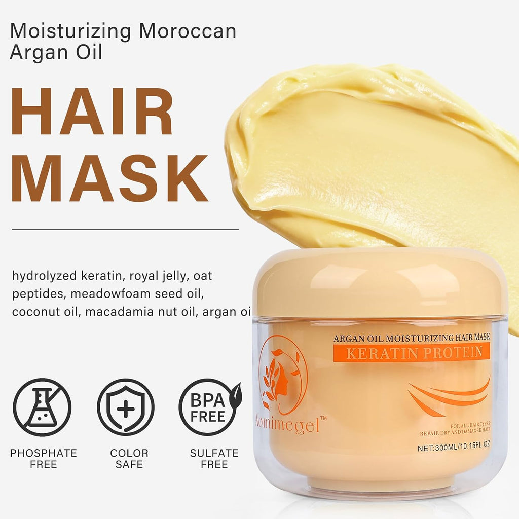 Aomimegel Juego de mascarilla reparadora de colágeno y aceite de ar...