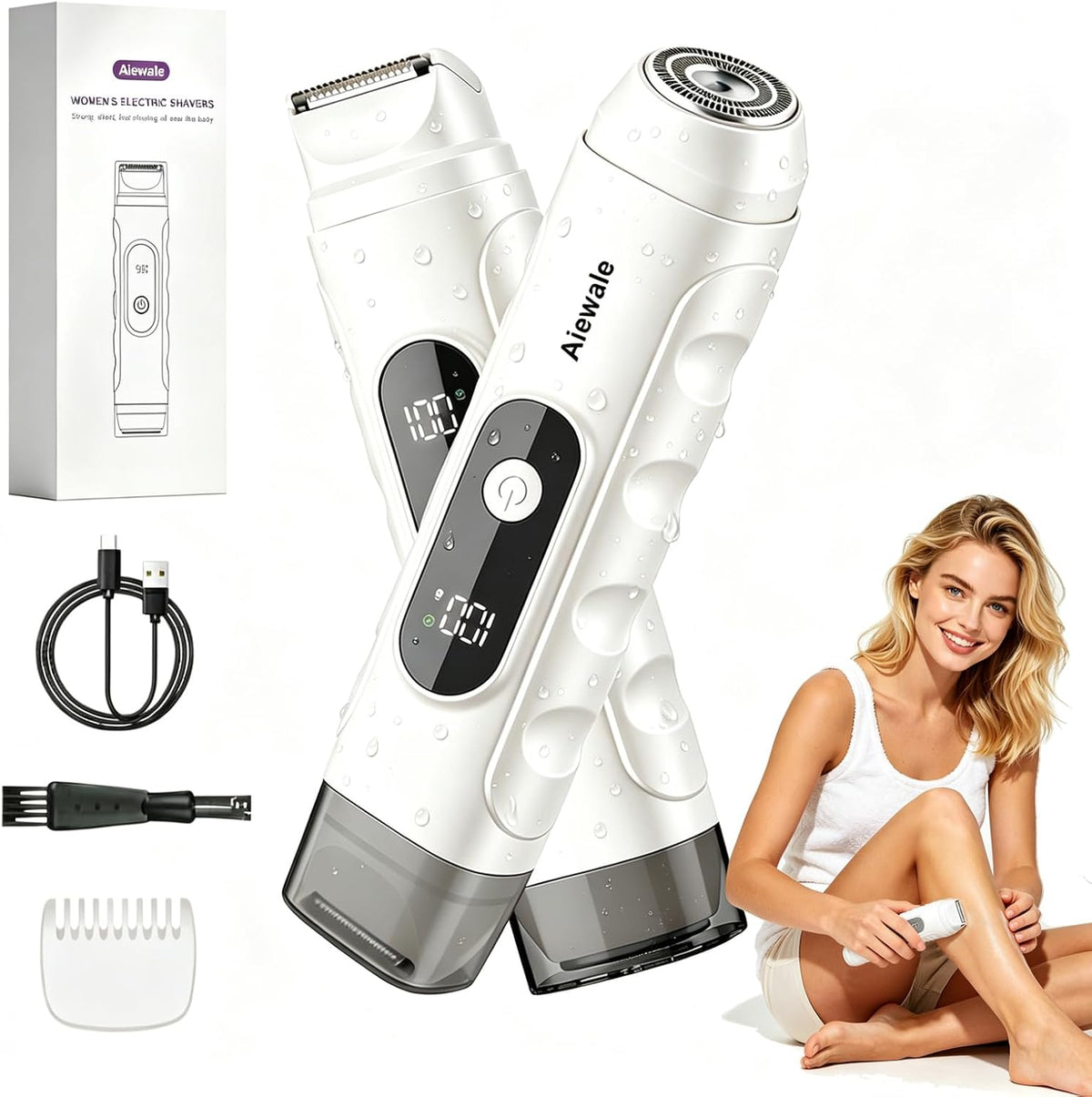 Recortadora de bikini para mujer 2 en 1 de doble cabeza, maquinilla...