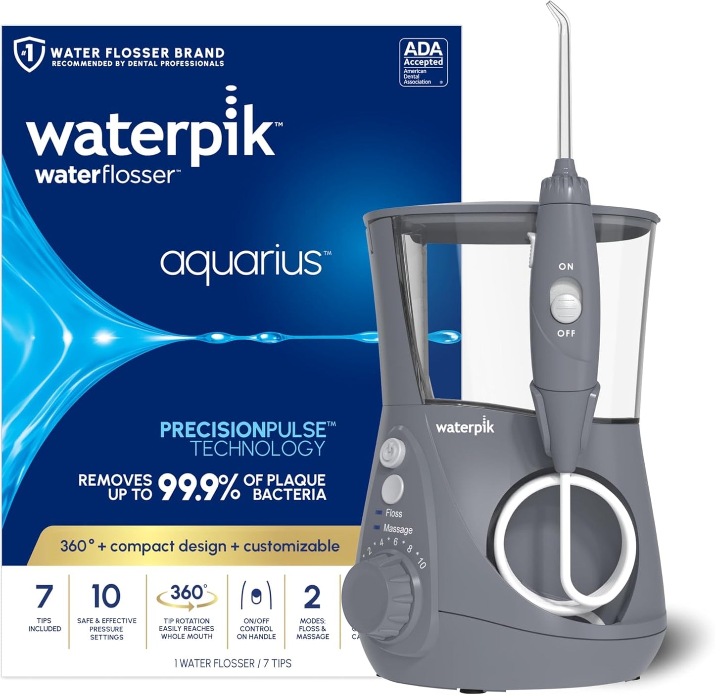 Waterpik Aquarius - Hilo dental de agua para limpieza de dientes, e...