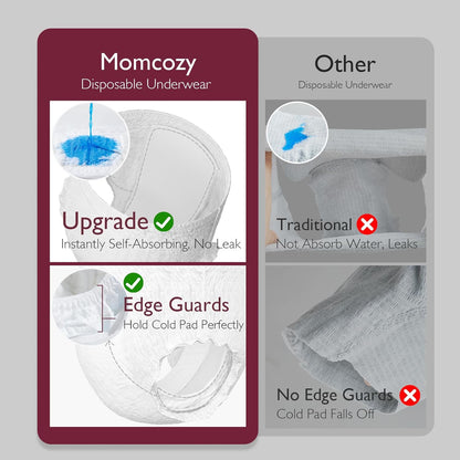 Momcozy Kit de Elementos Esenciales para Recuperación Posparto, Kit de Cuidado para Mamá en Trabajo de Parto y Parto, Ropa Interior Desechable Autoabsorbente, Almohadillas de Lactancia para Pezones